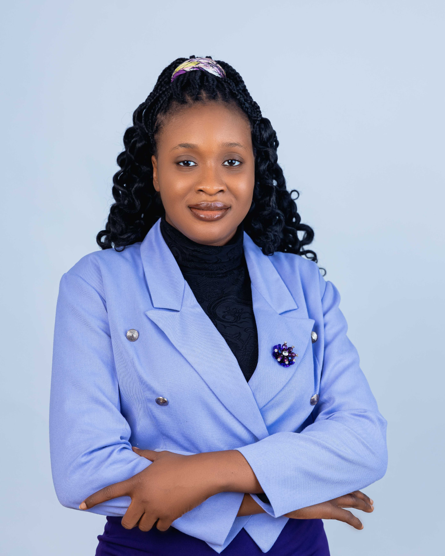Blessing-Jehova Ubong, senior marketing professional, in a lilac blazer