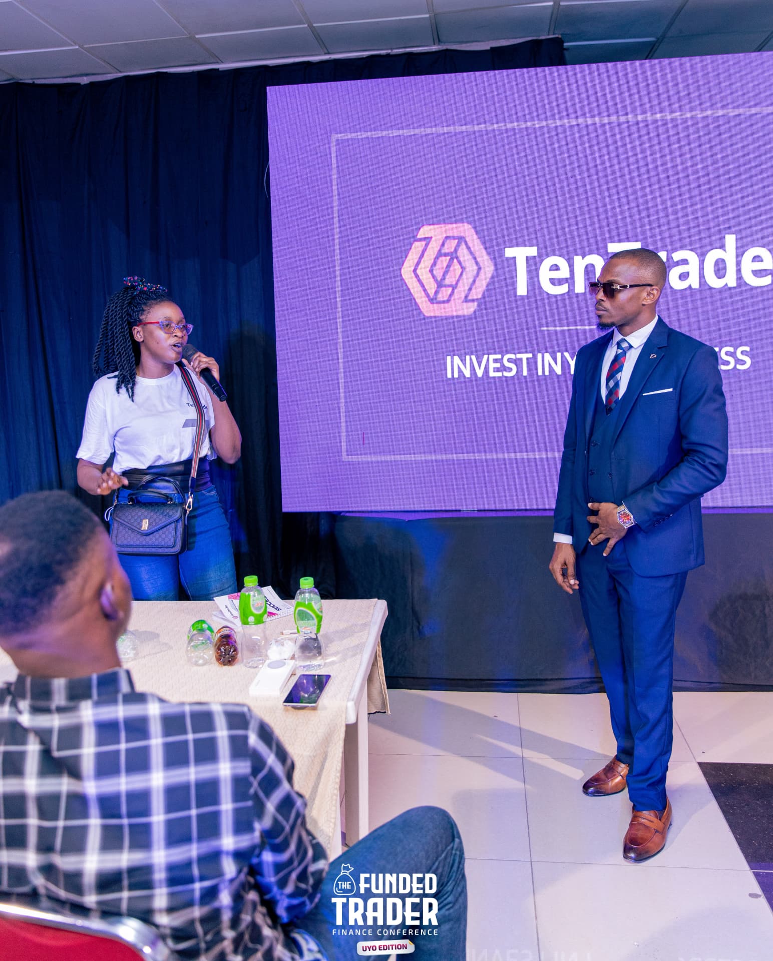 On-stage interview with a guest speaker at the Uyo edition
